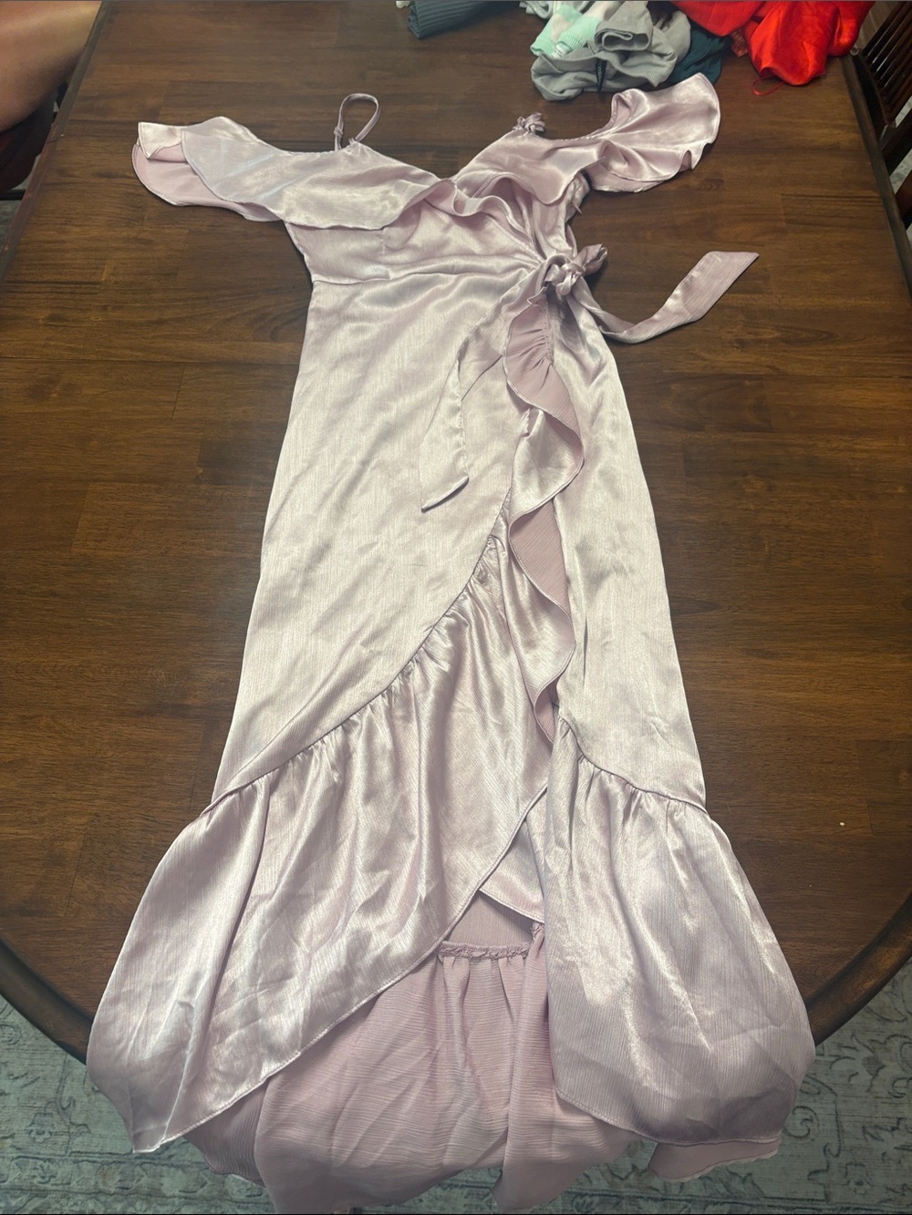 Altar'd State Lilac Satin Tie-Shoulder Dress